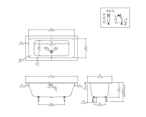 DevonDevon Battersea Ванна встроенная чугунная прямоугольная 170x80xh46 cм, цвет: белый. SFD67cr, BATTERSEA DevonDevon Battersea Ванна встроенная чугунная прямоугольная 170x80xh46 cм, цвет: белый. SFD67cr, BATTERSEA