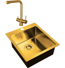 Комплект Мойка кухонная Zorg Light ZL R 450510 BRONZE + Смеситель Inox SZR-7039 BRONZE бронза