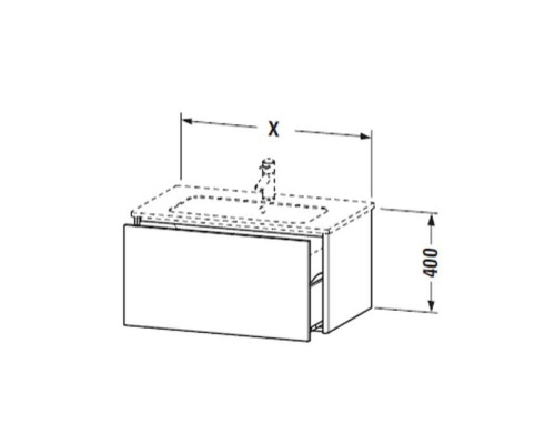 Duravit XSquare Тумба подвесная, 101х47.8х40см, с раковиной, с 1 выдв ящик, цвет: графит матовый. 2336100000,  XS407304949