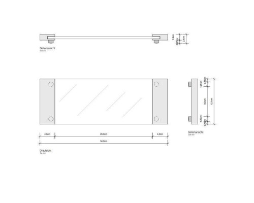 Decor Walther Classic Tab 34 Лоток универсальный 34x12см, прозрачное стекло, настольный, цвет: хром. 0848702