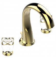THG Petale de Cristal clair lisere dore Смеситель для раковины, 3 отв., цвет: золото/прозрачный хрусталь с золотым декором. U6E-F01-151