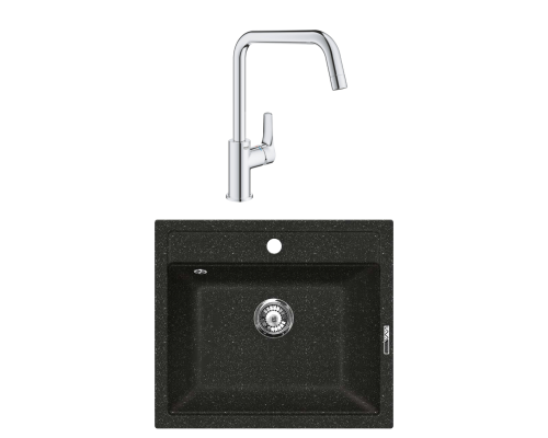 Комплект Мойка Lava Q2.BAS basalt + Смеситель Grohe Eurosmart