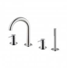 Newform X-STEEL 316 Смеситель для ванны набортный с изливом, в комплекте руч. душ, шланг, цвет: INOX. 69682XC.50.050
