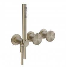 Gessi Origini Смеситель для ванны встраиваемый на 2 выхода, с ручной лейкой, цвет: Finox Brushed Nickel (внешняя часть). 66036#149