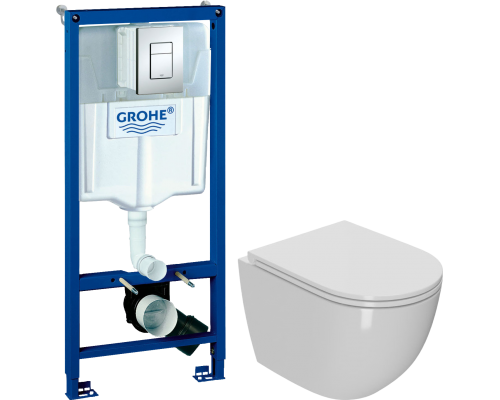 Комплект Унитаз подвесной Bauedge Bau Dream Hurricane 5 Inclosed безободковый, с микролифтом + Инсталляция Grohe Rapid SL 38772001 3 в 1 с кнопкой смыва Комплект Унитаз подвесной Bauedge Bau Dream Hurricane 5 Inclosed безободковый, с микролифтом + Инсталляция Grohe Rapid SL 38772001 3 в 1 с кнопкой смыва