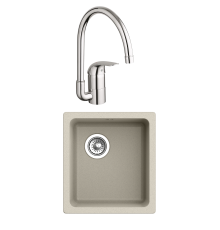 Комплект Мойка Rivelato Berkana BK-35 beige scuro + Смеситель Grohe Euroeco