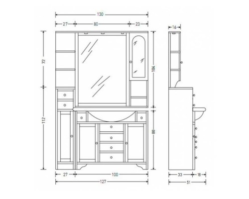 EBAN Eleonora Комплект мебели: база с раковиной 105 см, напольный, цвет: noce . FAC01PO,  FPLEB105-B*1,  FBSEL105-N new*8 разнотон