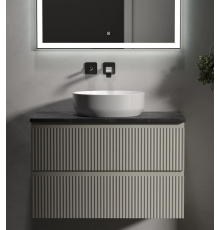 Тумба под раковину Sancos Snob R 80 со столешницей, beige soft, черный мрамор