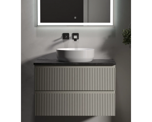 Тумба под раковину Sancos Snob R 80 со столешницей, beige soft, черный мрамор Тумба под раковину Sancos Snob R 80 со столешницей, beige soft, черный мрамор