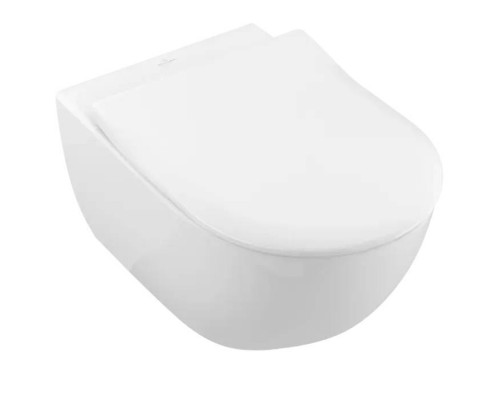 VilleroyBoch Subway 2.0 Унитаз подвесной 370*560*365, безободковый, в комплекте сиденье SlimSeat, микролифт, CeramicPlus, цвет альпийский белый. 5614R2R1