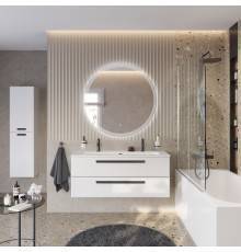 Мебель для ванной комнаты Cezares Eco Cer-N 120, bianco opaco, раковина Eco 120-1-2, ручки черные матовые