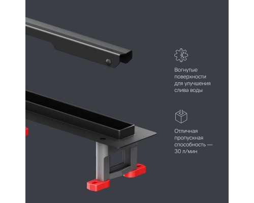W01SC-S11-080-05BM Трап для душа линейный, универсальный затвор Slim line, 80 см W01SC-S11-080-05BM Трап для душа линейный, универсальный затвор Slim line, 80 см