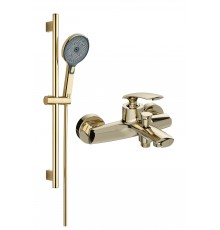 Смеситель для ванны с душем STWORKI Гётеборг S03100GG + Душевой гарнитур Гётеборг S03190GG, глянцевое золото
