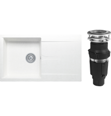 Комплект Мойка кухонная Polygran Gals 860 белый хлопок + Измельчитель Bone Crusher BC 610-AS