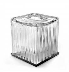 3SC Elegance Контейнер для бумажных салфеток настольный 13хh15х13 см, цвет: прозрачный хрусталь/никель черный матовый. EL71ACRCFM