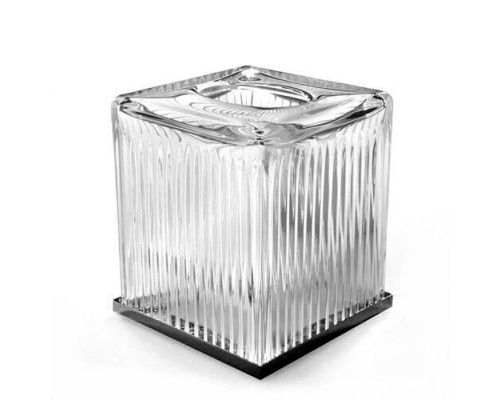 3SC Elegance Контейнер для бумажных салфеток настольный 13хh15х13 см, цвет: прозрачный хрусталь/никель черный матовый. EL71ACRCFM 3SC Elegance Контейнер для бумажных салфеток настольный 13хh15х13 см, цвет: прозрачный хрусталь/никель черный матовый. EL71ACRCFM