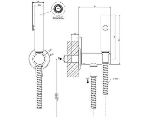 Gessi Inciso Гигиенический душ на 1/2, цвет: gold brushed CCP. 58153#087