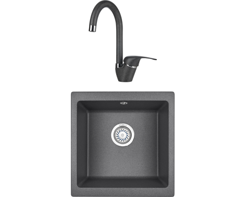 Комплект Мойка кухонная Granula 4451, графит + Смеситель 1024, графит