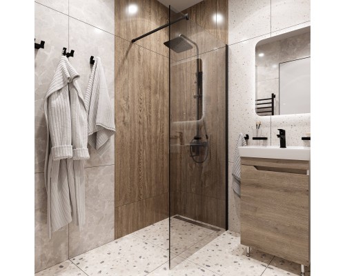 Душевая перегородка DIWO Орёл 90 см, профиль черный матовый