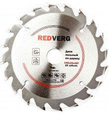 Диск пильный по дереву REDVERG твердосплавный 140х20/16/12.7 мм, 20 зубьев(800021)