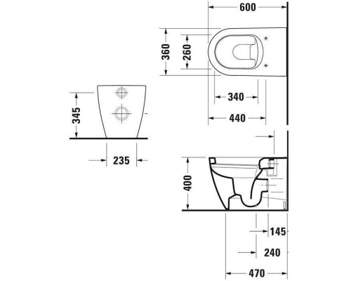 Duravit Bento Starck Box Унитаз напольный с сиденьем, цвет: белый глянцевый. D4600100