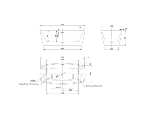KNIEF Cube Ванна отдельност-я 170х80х57см, с щелевым переливом, цвет: белый. 0100-091-06,  0100-284