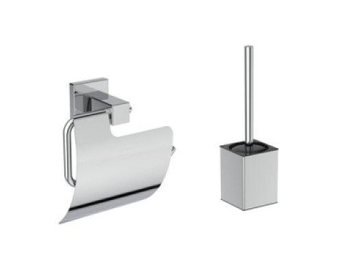 Аксессуары для ванной комнаты Сет 2 в 1 Square: Туалетная щетка с держателем; Держатель для туалетной бумаги с крышкой IdealStandard TM0032