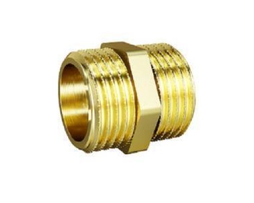 Фитинги резьбовые Ниппель DN15 (1/2) НР/НР латунь LD.65.501.15