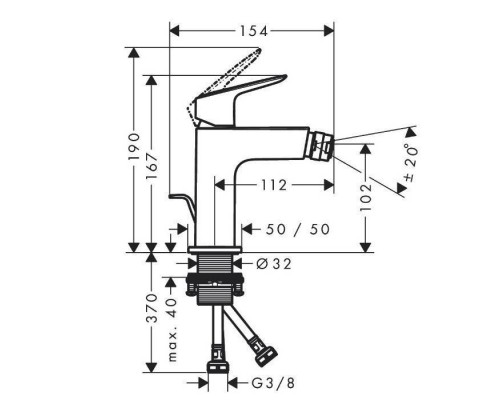 Hansgrohe Logis Смеситель для биде, 1 отв., с донным клапаном, цвет: хром. 71201000 Hansgrohe Logis Смеситель для биде, 1 отв., с донным клапаном, цвет: хром. 71201000