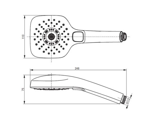 TOTO Showers Ручной душ, 110x75x248мм, трёхрежимный, Comfort Wave, Active Wave, Warm Spa, цвет: хром. TBW02015E1A