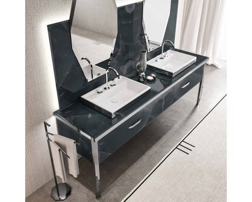 VITAGE milldue edition HILTON 06 Комплект мебели 226х56х77см напольный, 2 раковины, 2 зеркала, с подсветкой, цвет: onice smoke/полированная сталь. 9264.STEEL.3 (С МЕБЕЛЬЮ), 5819, H123.95.98, 5815.2392.95.98*2.LED, 5818.225.95*2 VITAGE milldue edition HILTON 06 Комплект мебели 226х56х77см напольный, 2 раковины, 2 зеркала, с подсветкой, цвет: onice smoke/полированная сталь. 9264.STEEL.3 (С МЕБЕЛЬЮ), 5819, H123.95.98, 5815.2392.95.98*2.LED, 5818.225.95*2