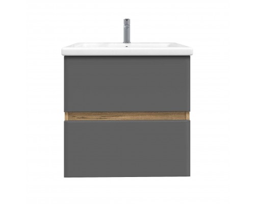 Тумба с раковиной SanStar Graffa 50, подвесная, дуб вотан, графит софт, раковина Como