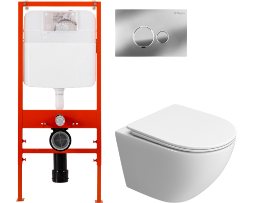 Комплект Унитаз подвесной BelBagno Uno BB5177CH-TOR/SC + Инсталляция BB026 + Кнопка BB081CR хром Комплект Унитаз подвесной BelBagno Uno BB5177CH-TOR/SC + Инсталляция BB026 + Кнопка BB081CR хром