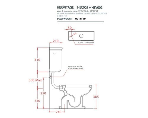Artceram HERMITAGE Унитаз приставной слив в пол, 36х55см, с крепежом в комплекте, цвет: белый/хром. HEV002 01 00, HEC005 01 00, HEA013 71 Artceram HERMITAGE Унитаз приставной слив в пол, 36х55см, с крепежом в комплекте, цвет: белый/хром. HEV002 01 00, HEC005 01 00, HEA013 71