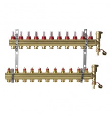 Комплект коллекторов Danfoss FHF-11F set с расходомерами, кронштейнами и воздухоотводчиками, 11 контуров. 088U0731