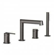 Gessi Ingranaggio Смеситель на борт ванны, на 4 отв., с ручным душем, цвет: Black Metal Brushed PVD. 63537#707
