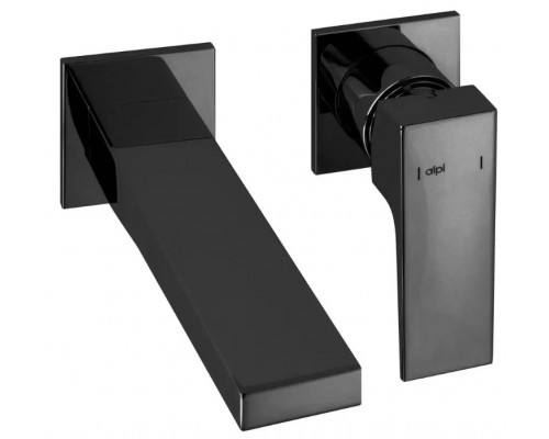 Alpi Una18 UN19876NE/20 cмеситель для раковины на 2 отв. излив 200мм настенный matt black UN19876NE/20