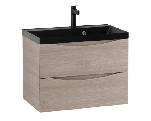 Тумба с раковиной BelBagno Marino 60, подвесная, rovere grigio, черная раковина Тумба с раковиной BelBagno Marino 60, подвесная, rovere grigio, черная раковина