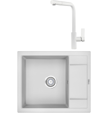 Комплект Мойка кухонная Granula 6002, арктик + Смеситель 2502, арктик (белый)