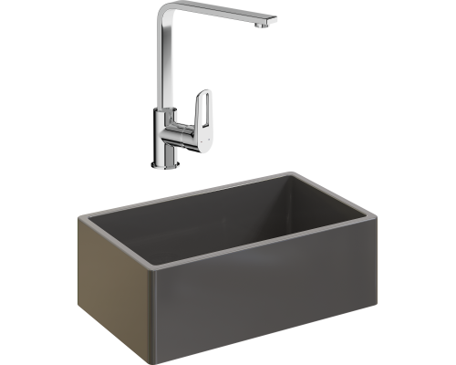 Комплект Мойка кухонная Domaci Сиена 50276-112 антрацит + Смеситель STWORKI HDA3338XH