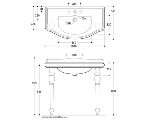 Kerasan Retro 100 Раковина 100х54.5 см, 1 отв., цвет: белый. 108301 (1шт),  7602,  105001*1