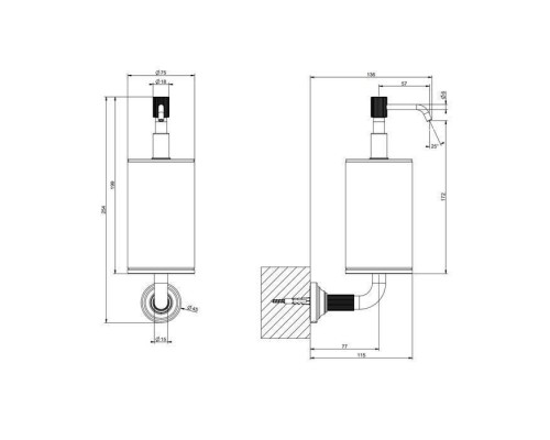 Gessi Venti20 Дозатор для жидкого мыла подвесной, цвет: черный, фурнитура Black Metal PVD. 65414#706