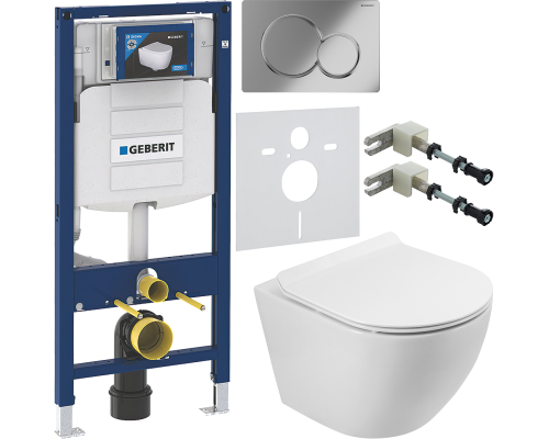 Комплект Унитаз подвесной BelBagno Sfera-r BB046CH-TOR безободковый + Крышка Piano BB2111SC с микролифтом + Инсталляция Geberit Duofix UP 320 111.300.00.5 + Кнопка Sigma 01 115.770.21.5 хром + Крепления 111.815.00.1 к стене + Шумоизоляция 156.050.00.1