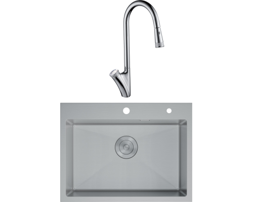 Комплект Мойка кухонная D K DKS605004 сатин + Смеситель Bayern Alfeld DA1482501