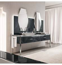 VITAGE milldue edition HILTON 06 Комплект мебели 226х56х77см напольный, 2 раковины, 2 зеркала, с подсветкой, цвет: onice smoke/полированная сталь. 9264.STEEL.3 (С МЕБЕЛЬЮ),  5819,  H123.95.98,  5815.2392.95.98*2.LED,  5818.225.95*2