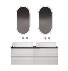 Мебель для ванной комнаты Sancos Folk 140, bianco, столешница черный мрамор TT140A1, раковина CN6070