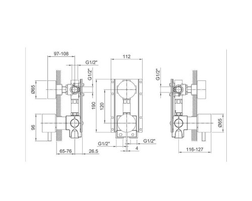 Fantini AF/21 Встраиваемый смеситель для душа, цвет: Matt Gun Metal PVD. 27 P5 A587B