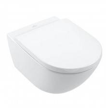 VilleroyBoch Subway 3 Унитаз подвесной, безободковый, сиденье-в комплекте SoftClosing, CeramicPlus, цвет: альпийский белый. 4670TSR1