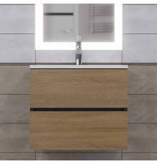 Тумба с раковиной Uperwood Barsa 60 подвесная, черная, дуб сонома