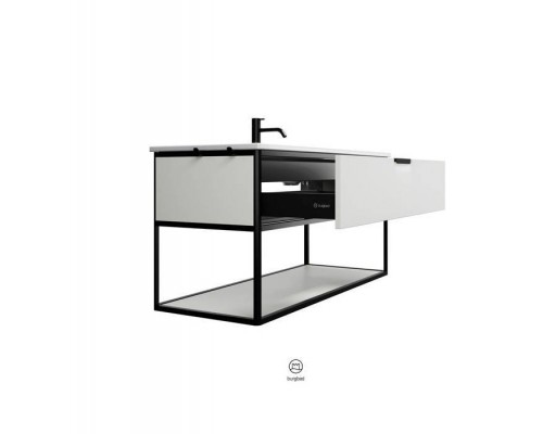 Burgbad Vry Комплект мебели 1230х496х600 мм, подвесной, 1 ящик, 1 полка, раков белая глянц с 1 отв для смес, ручка G0253, цвет белый матовый. SGUJ123F6019GO253C0001*1